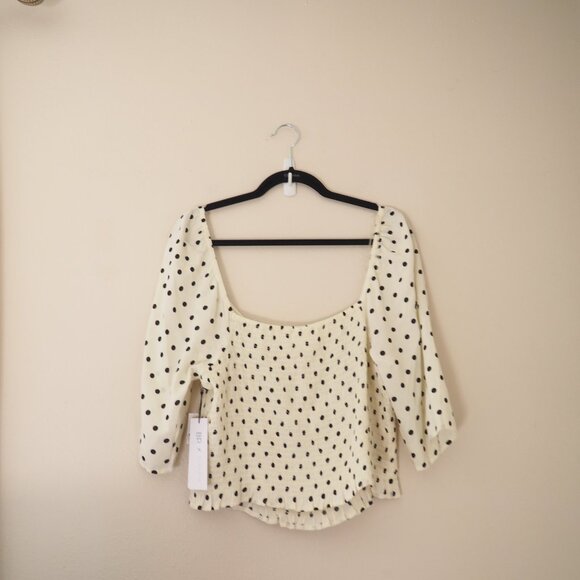 !! NWT BP. x Claudia Sulewski Polka Dot Print Smocked Top sz 1X - Picture 4 of 5